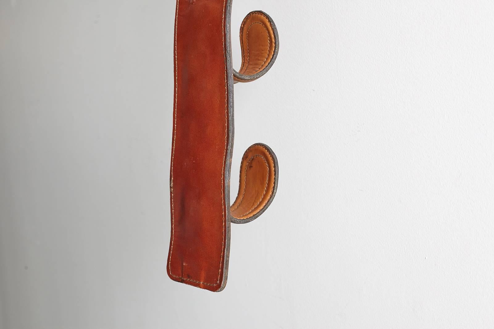 Pair of Jacques Adnet Leather Wine Holders or Hooks 15