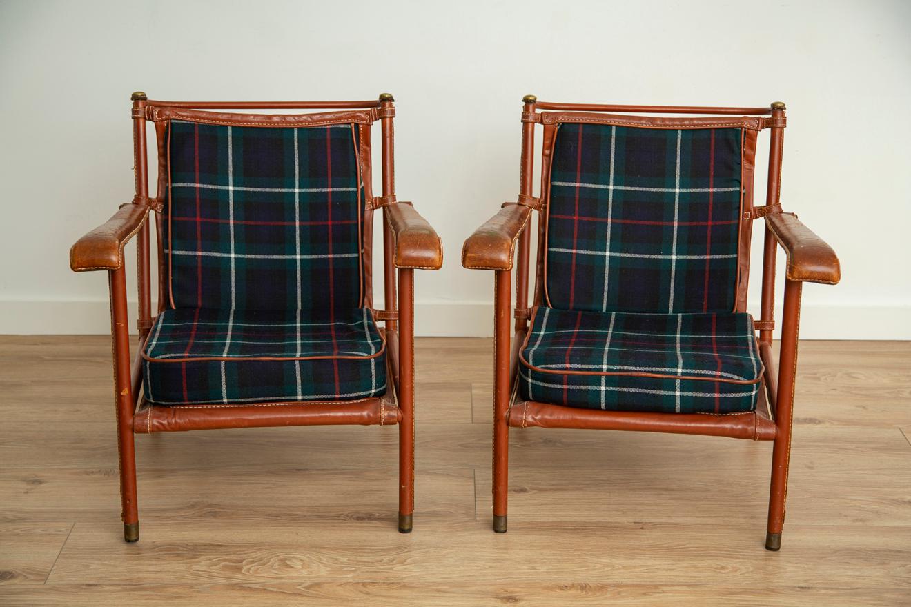 Mid-20th Century Pair of Jacques Adnet Lounge Chairs