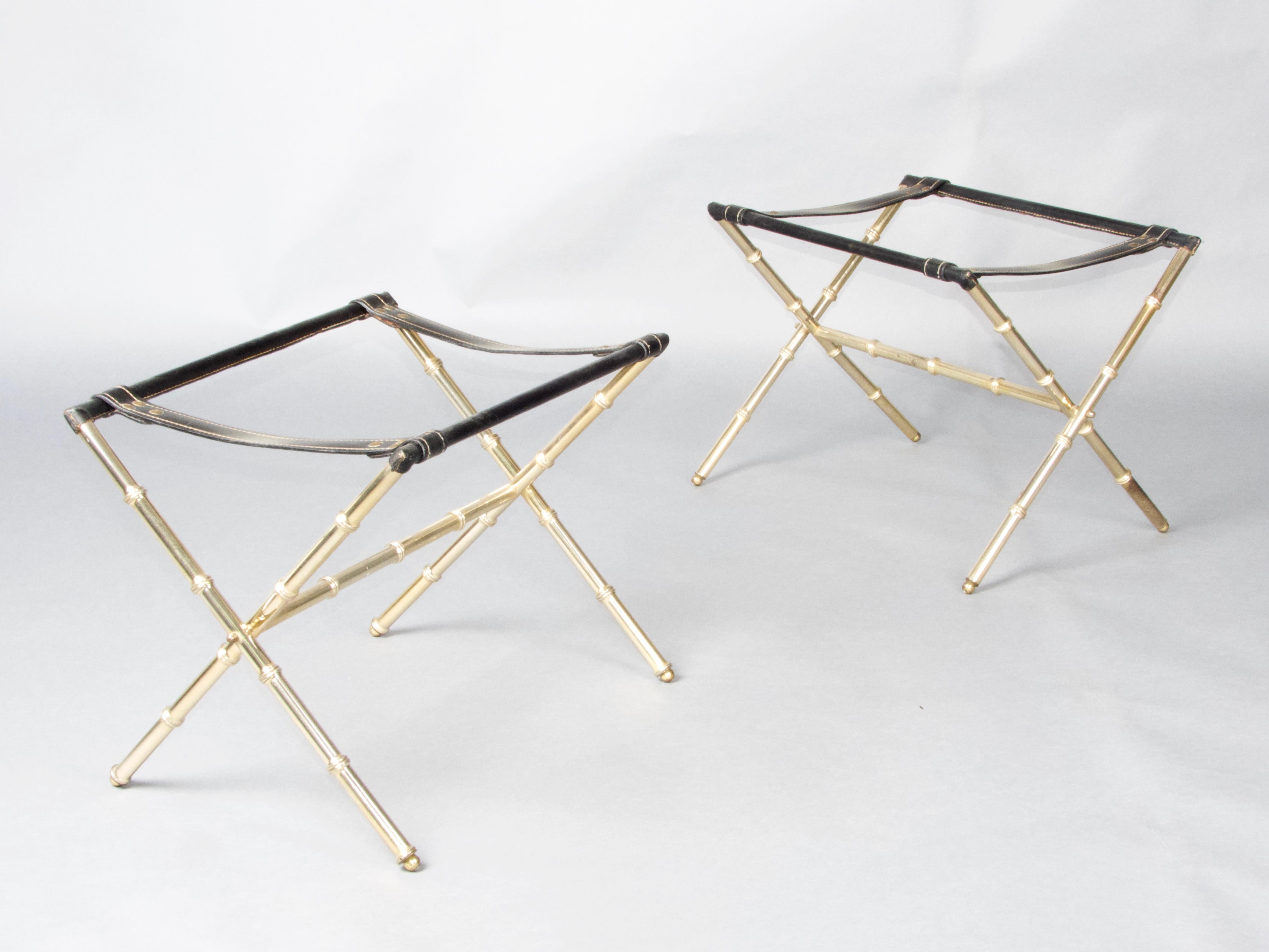 Pair of Jacques Adnet luggage racks 