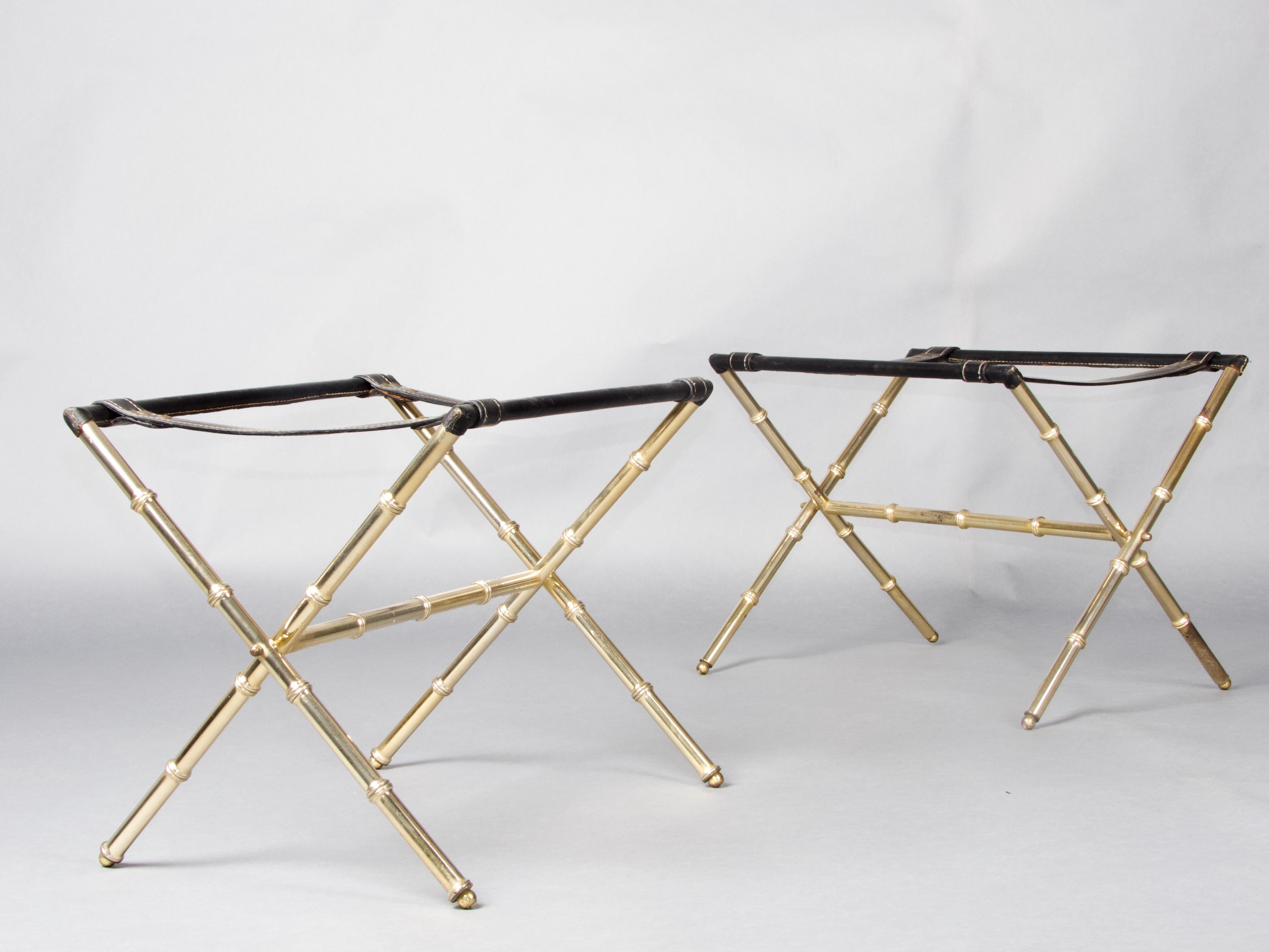 French Pair of Jacques Adnet luggage racks