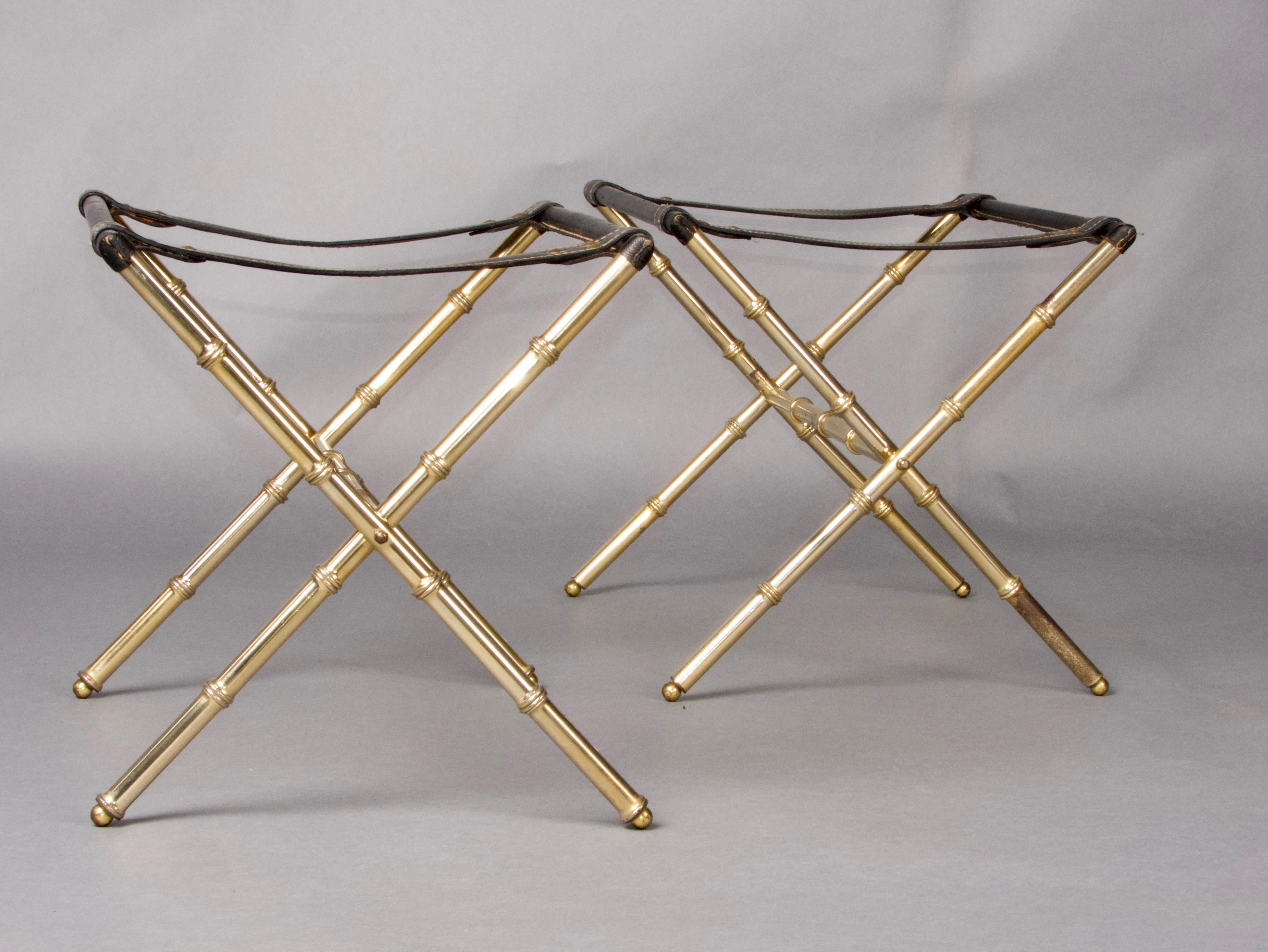 Pair of Jacques Adnet luggage racks 1