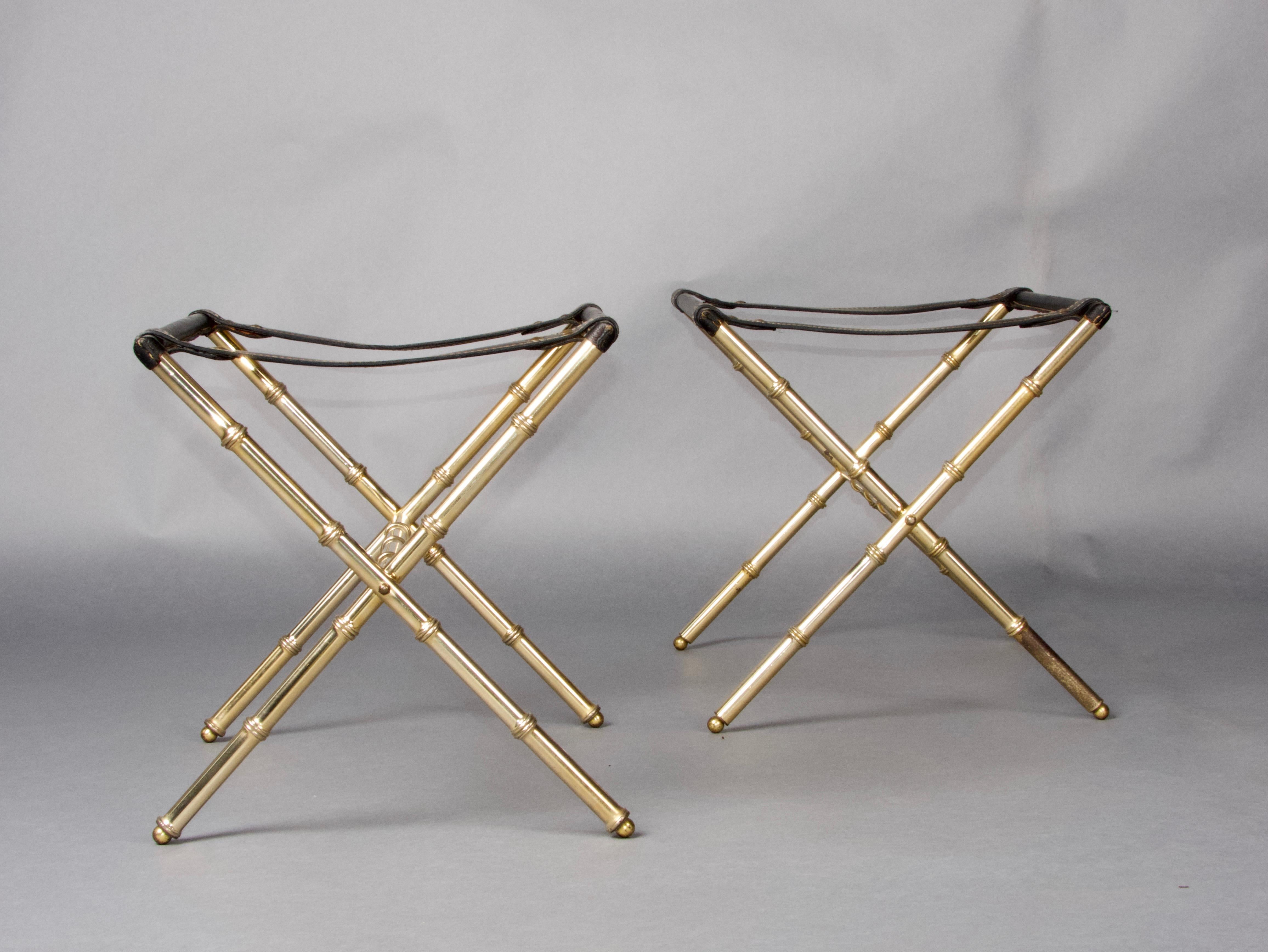 Pair of Jacques Adnet luggage racks 3