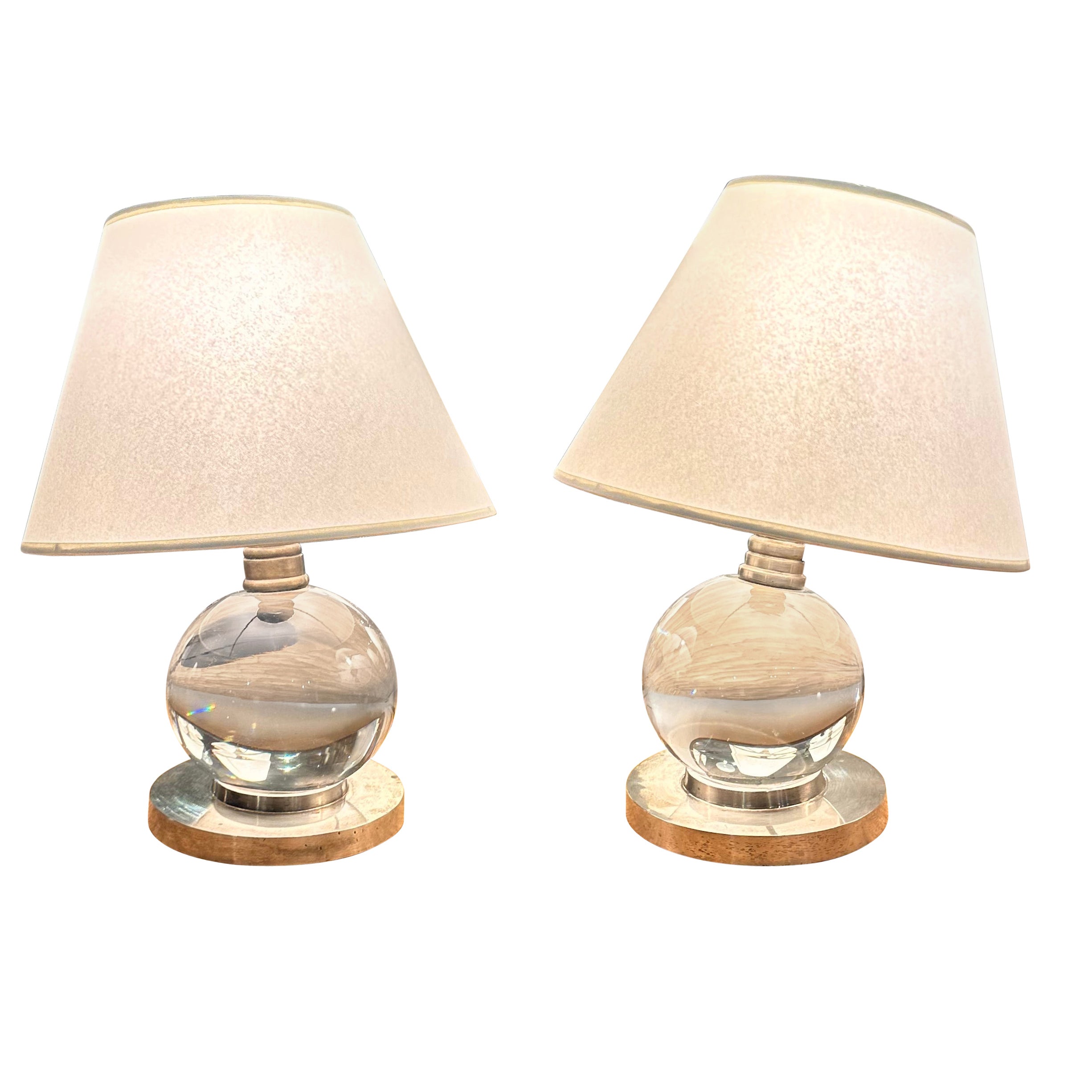 Pair of Jacques Adnet, mod. 7706, Baccarat, Paris, France, 1930