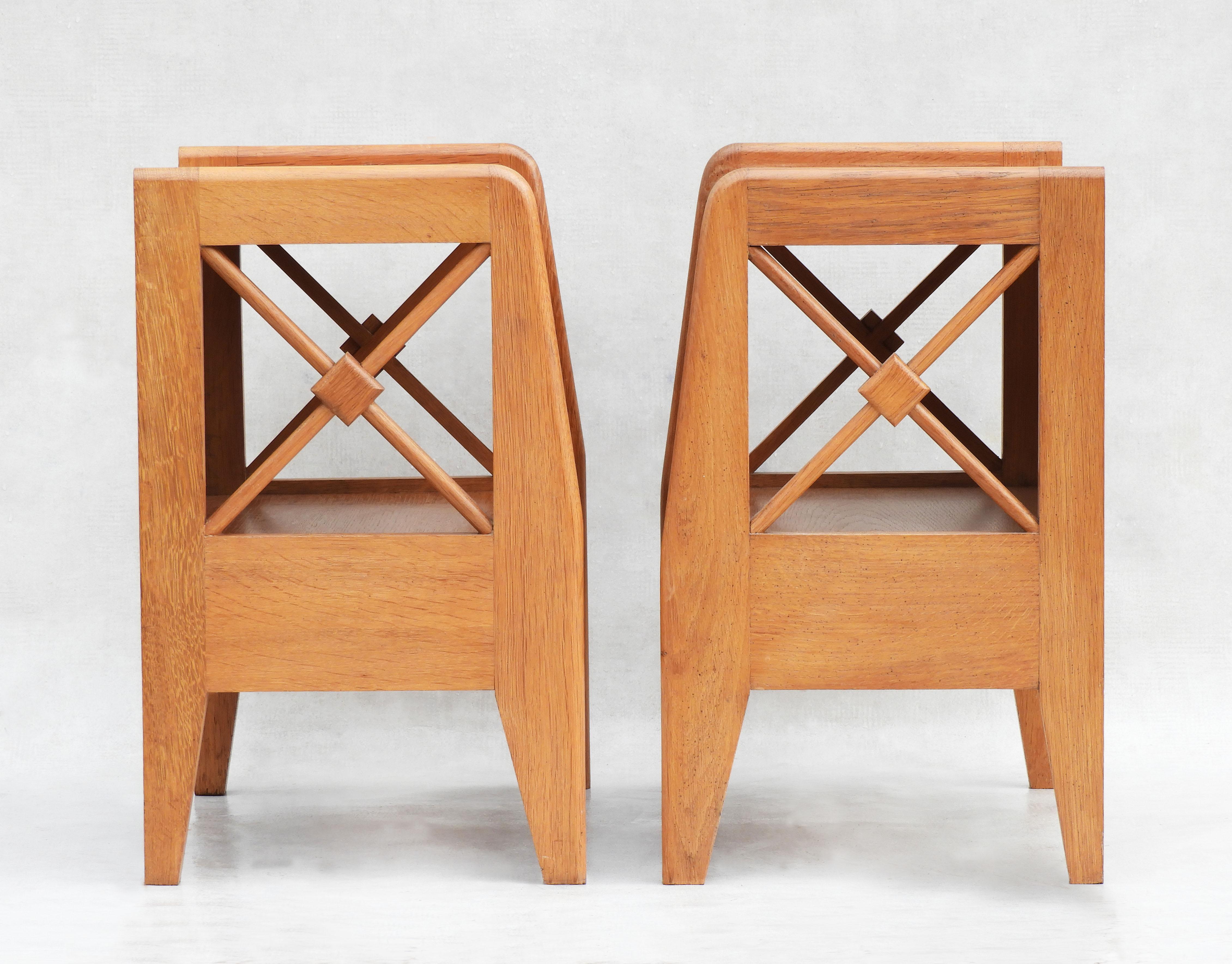 French Pair of Jacques Adnet Oak Night Stands C1950 For Sale