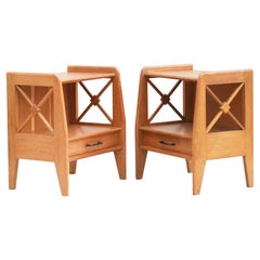 Pair of Jacques Adnet Oak Night Stands C1950