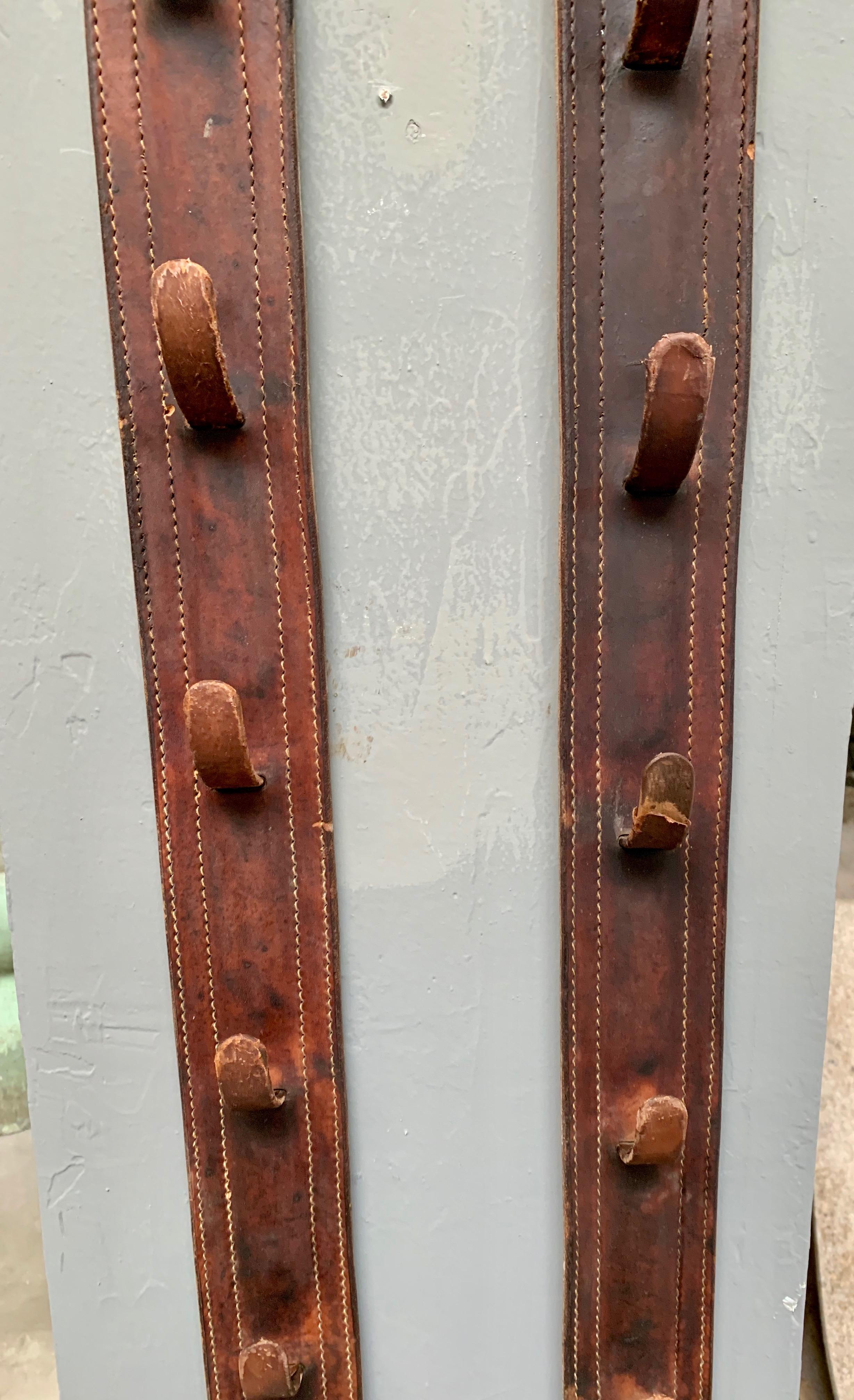 Pair of Jacques Adnet Oversized Leather Coat Racks In Good Condition In Los Angeles, CA