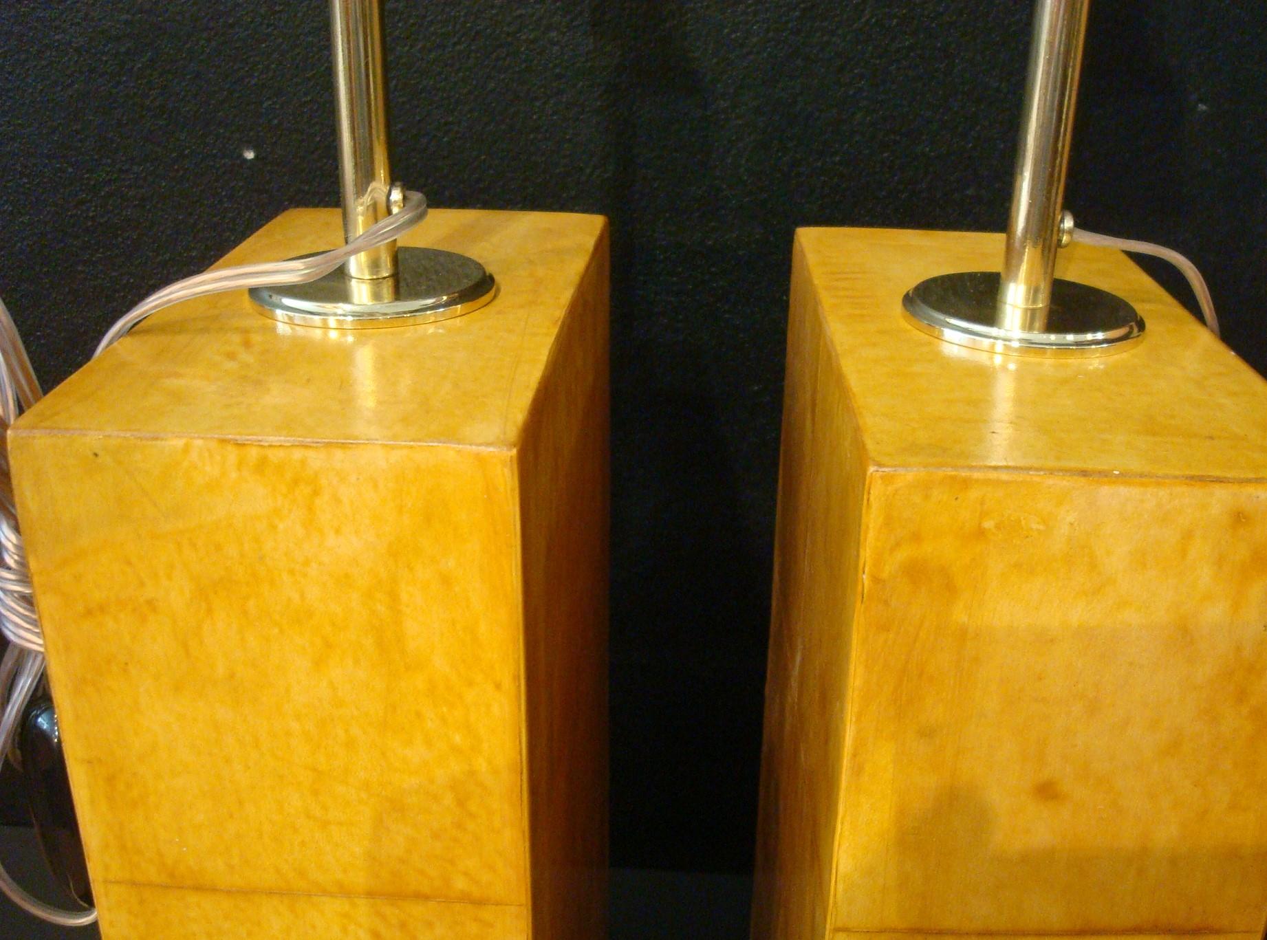 Art Deco Pair of Jacques Adnet Parchment Leather Table Lamps, France, circa 1930s