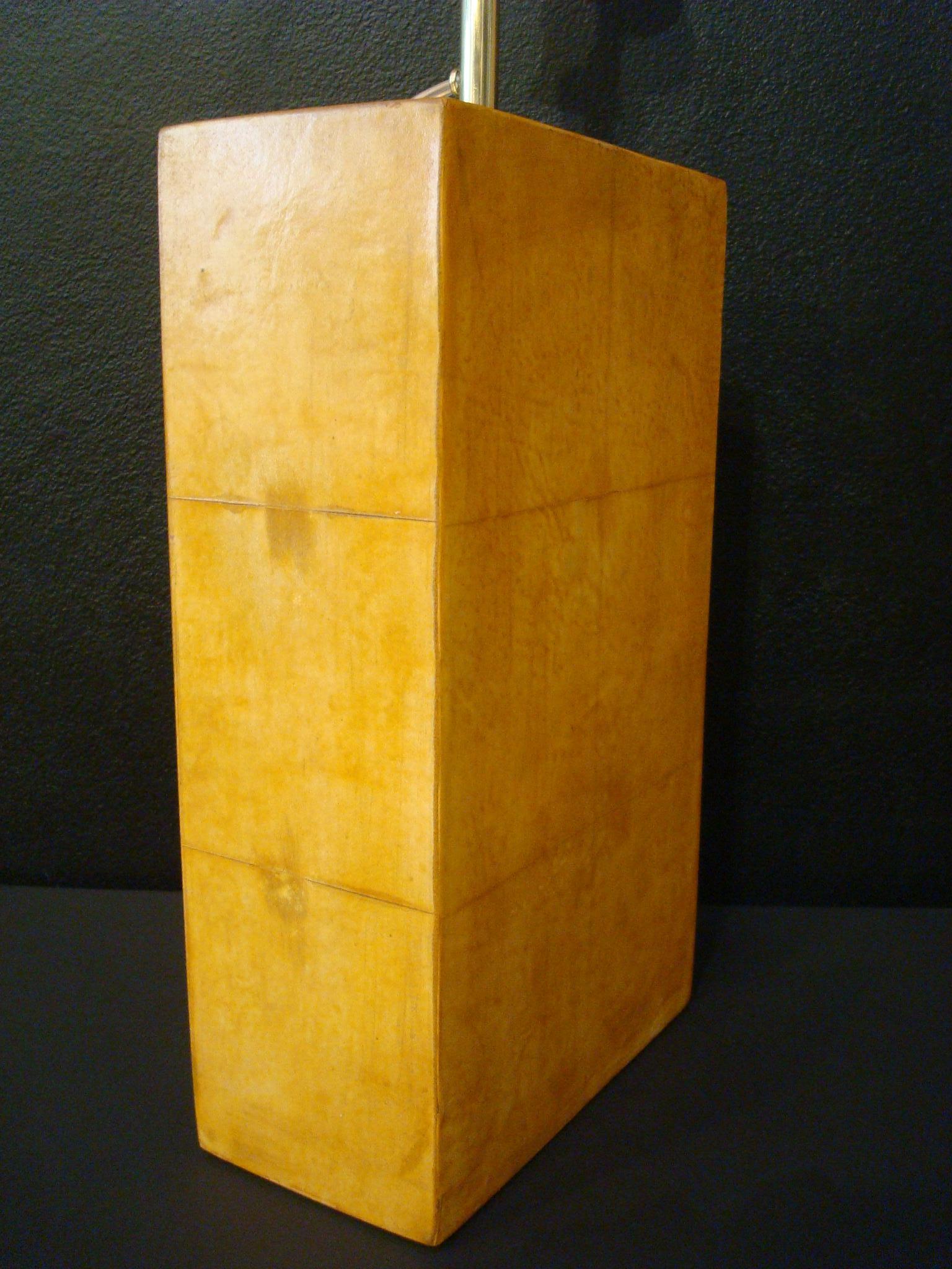 French Pair of Jacques Adnet Parchment Leather Table Lamps, France, circa 1930s