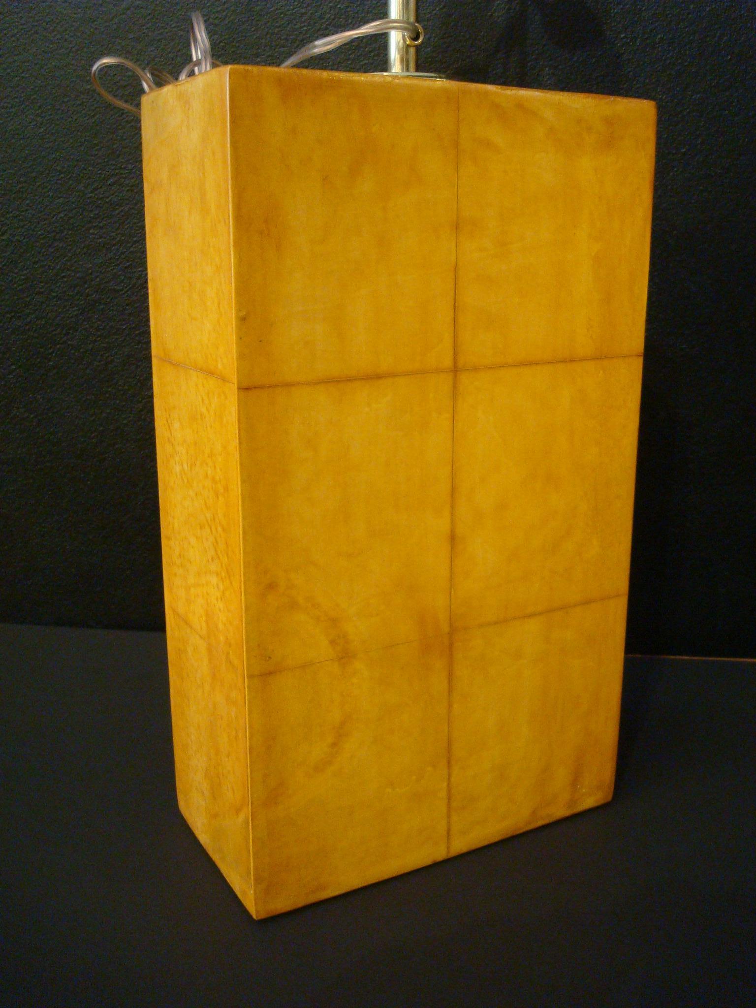 Mid-20th Century Pair of Jacques Adnet Parchment Leather Table Lamps, France, circa 1930s