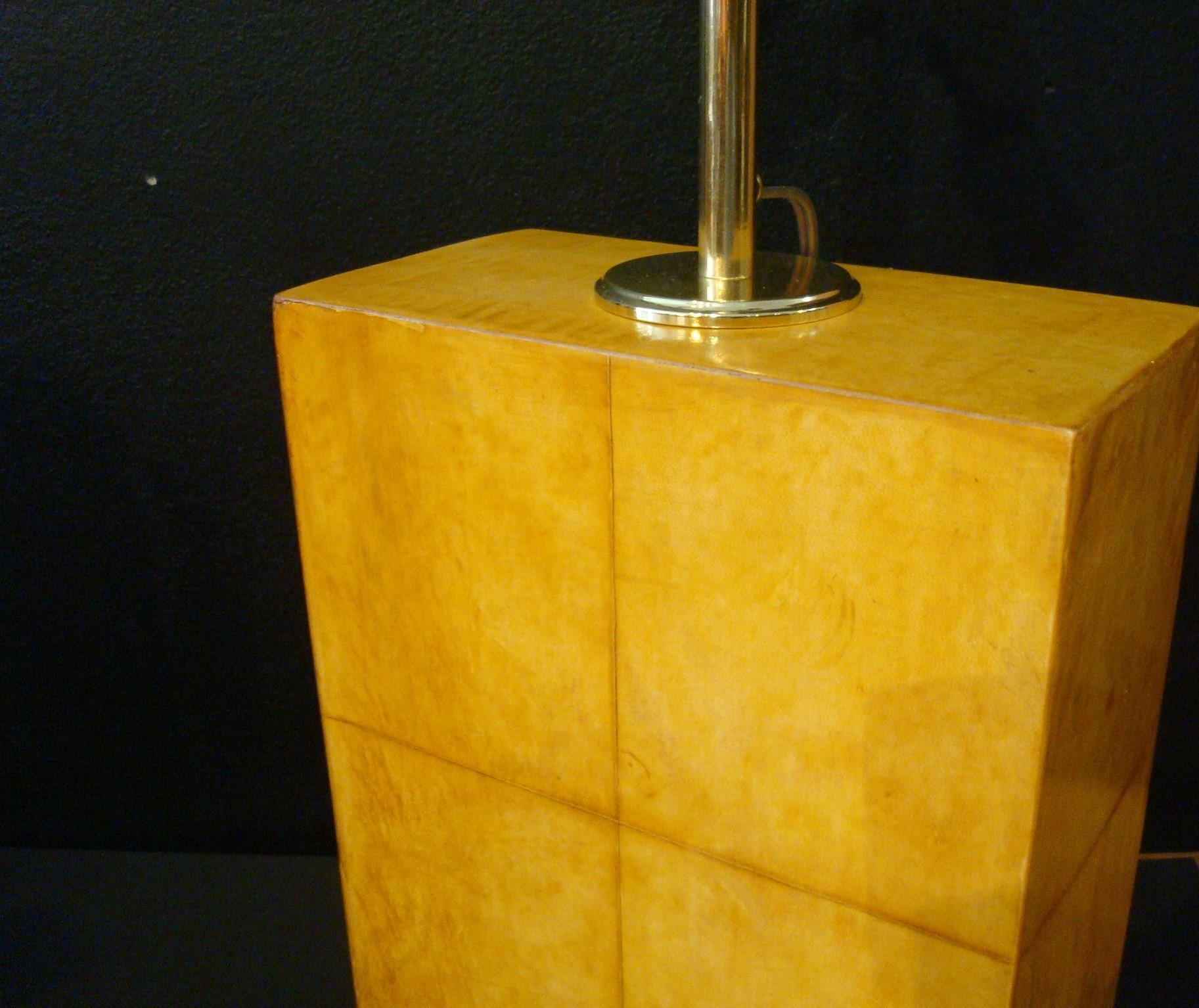 Pair of Jacques Adnet Parchment Leather Table Lamps, France, circa 1930s 1