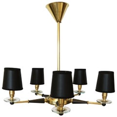 Pair of Jacques Adnet Style 5 Lights Chandelier