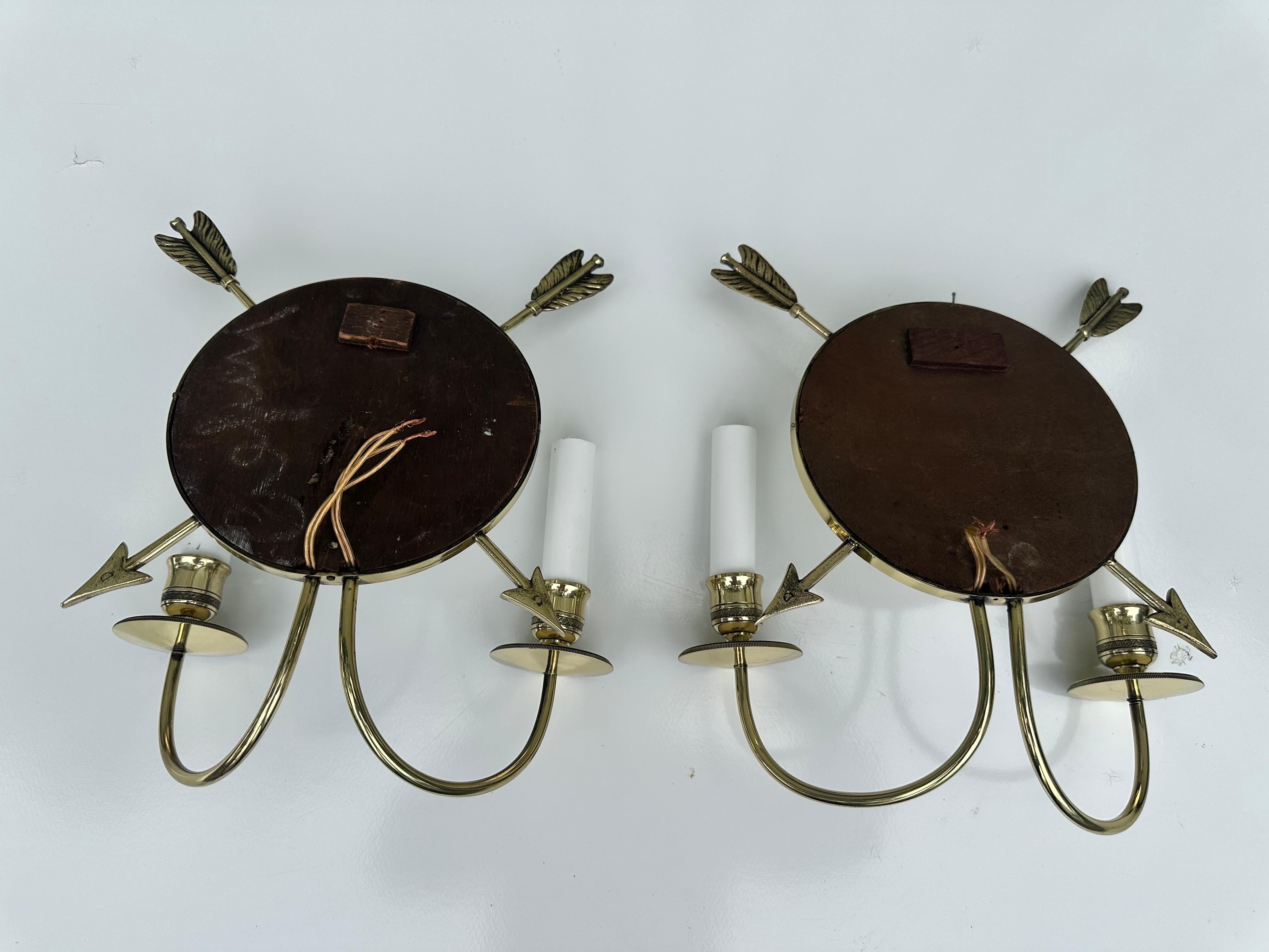 Pair of Jacques Adnet Style French Sconces For Sale 11