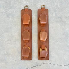 Pair of Jacques Adnet Style Leather Tongue Hooks