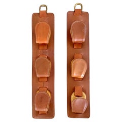 Pair of Jacques Adnet Style Leather Tongue Hooks