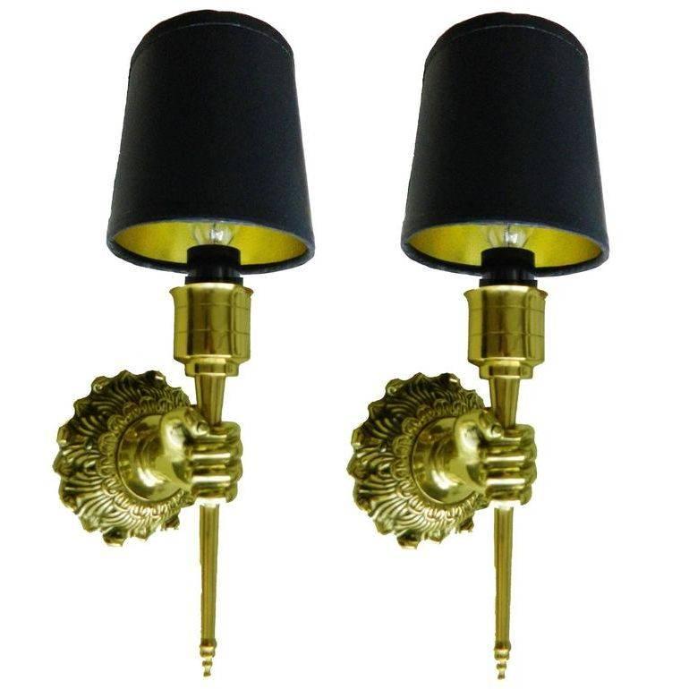 Pair of Jacques Adnet Style Sconces