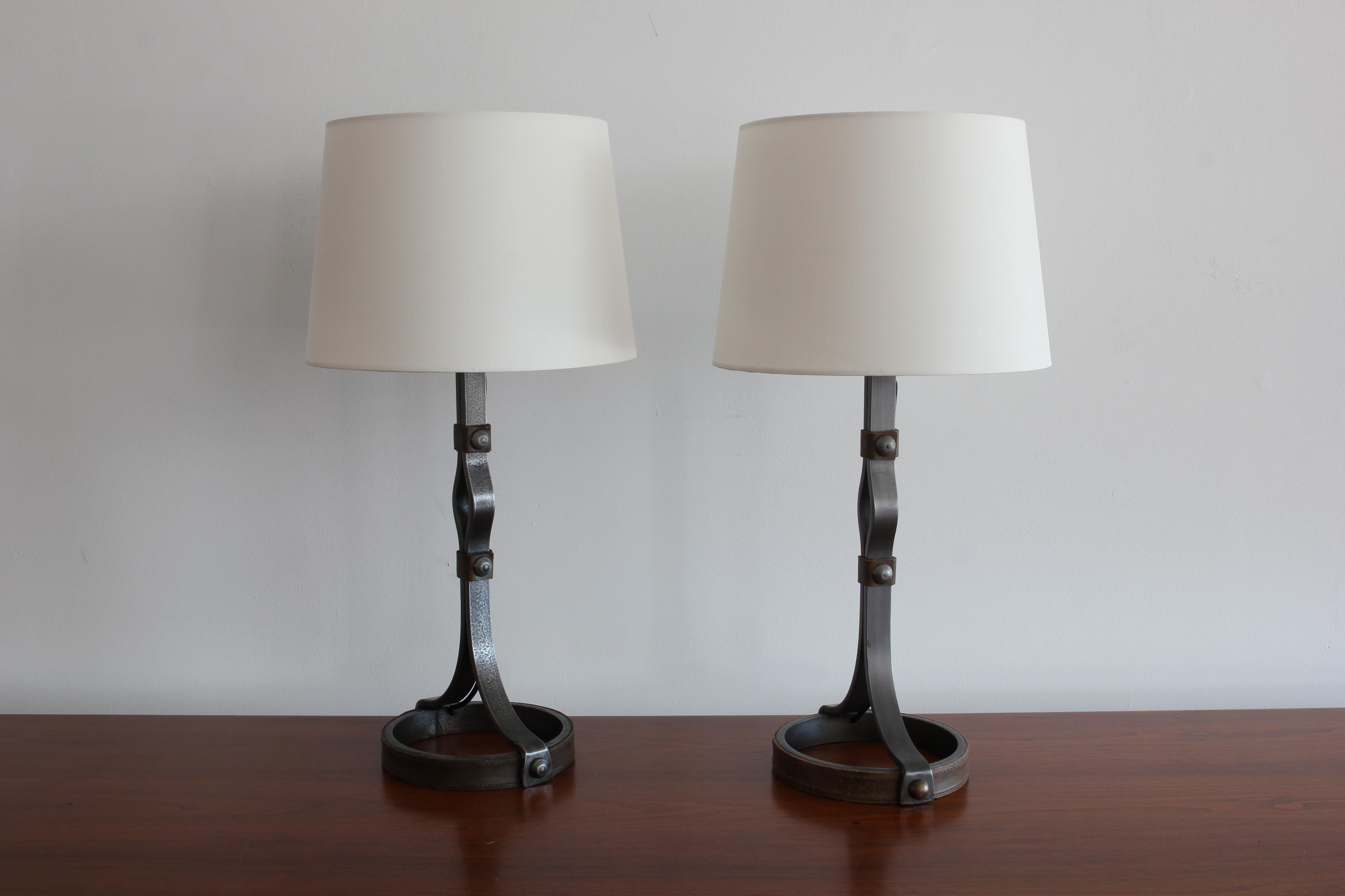 French Pair of Jacques Adnet Table Lamps