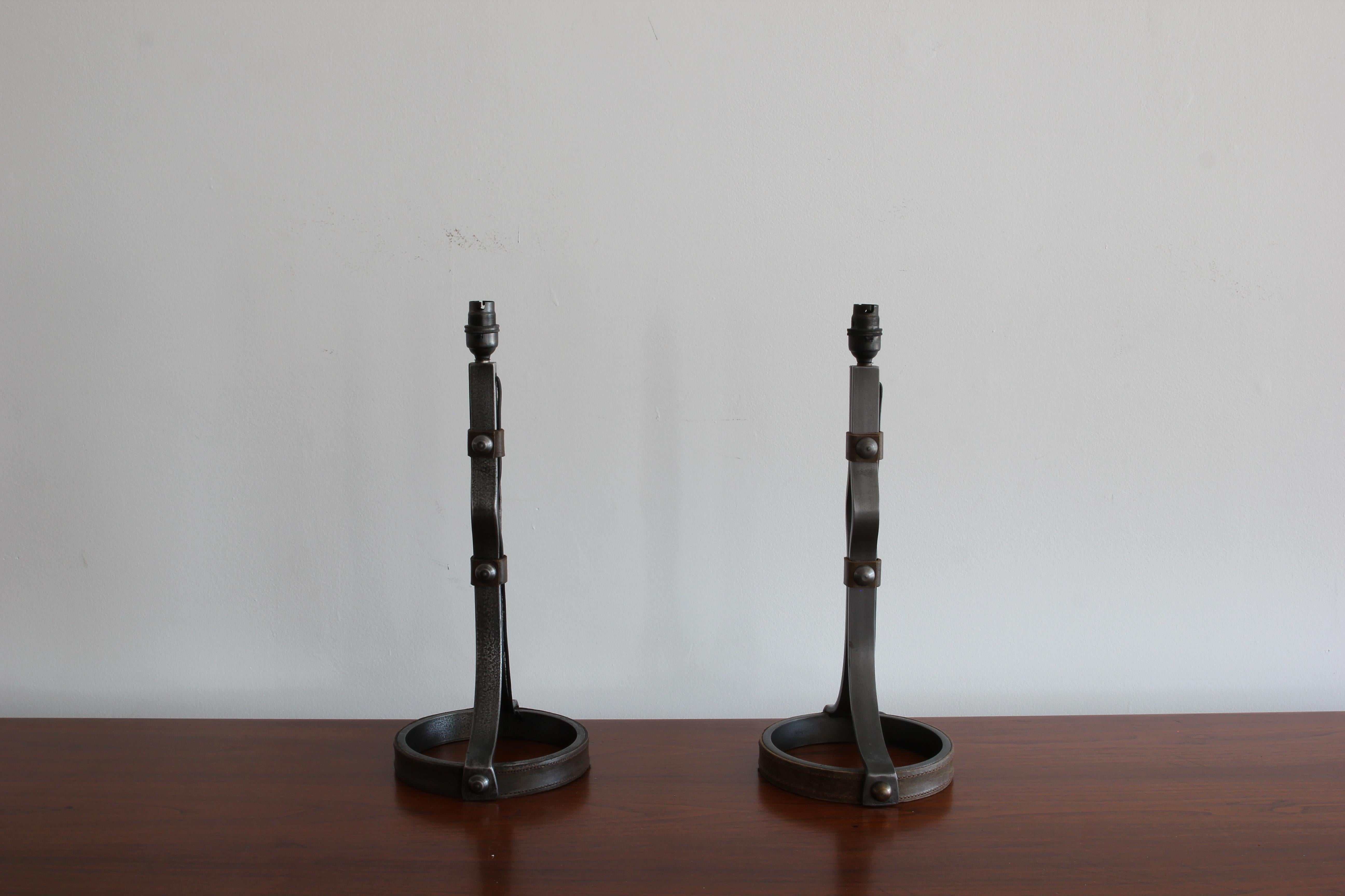 Pair of Jacques Adnet Table Lamps In Good Condition In Beverly Hills, CA