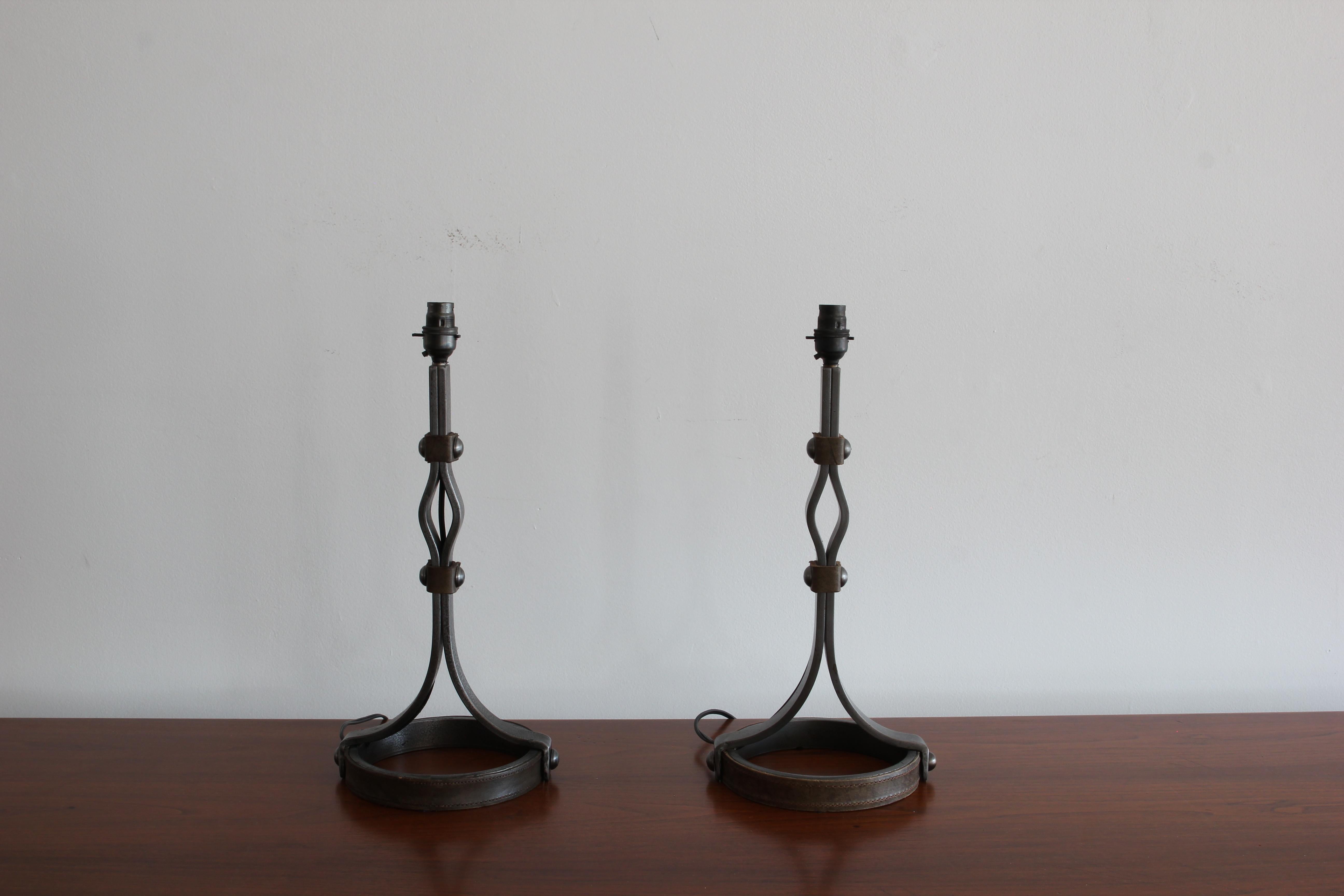 Mid-20th Century Pair of Jacques Adnet Table Lamps