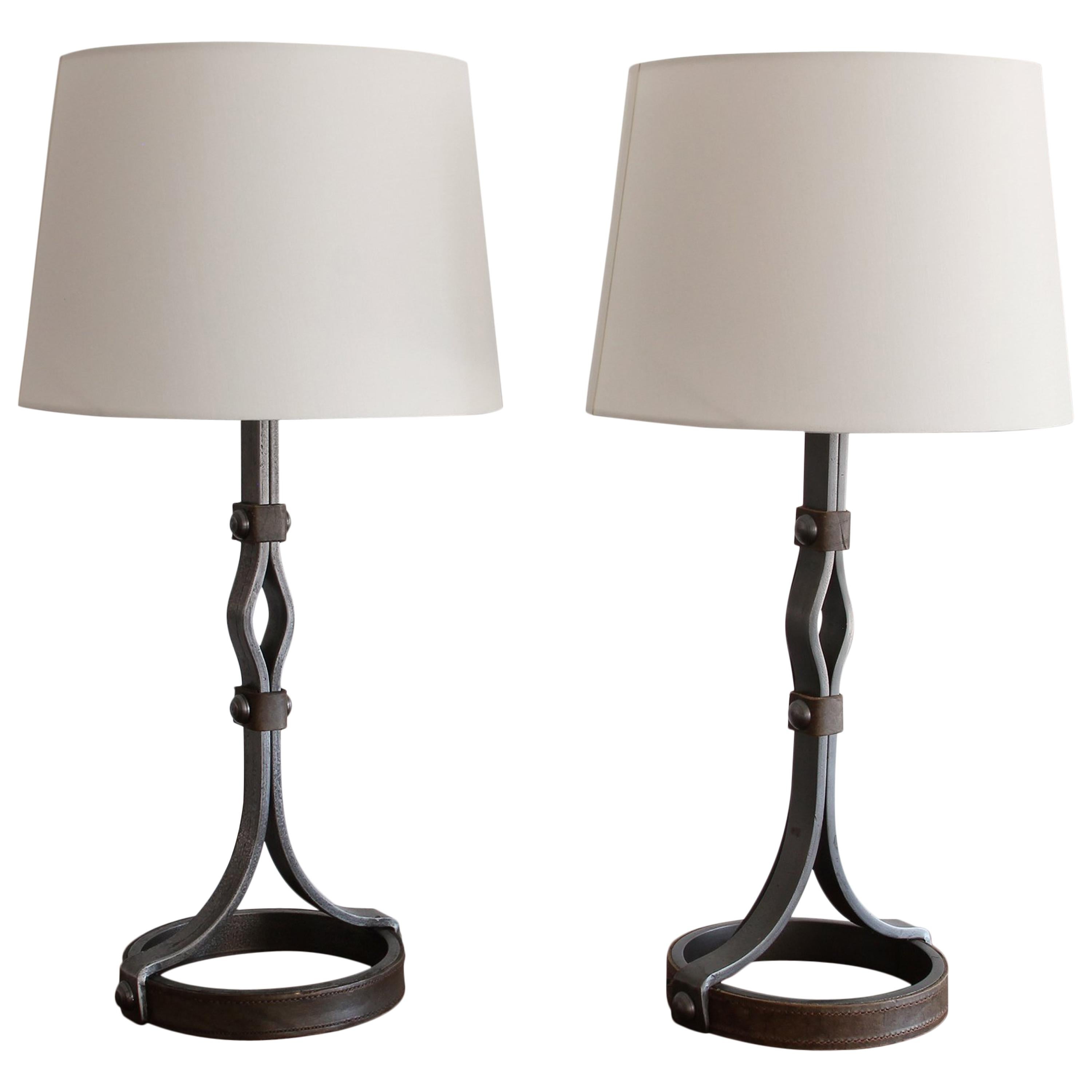 Pair of Jacques Adnet Table Lamps