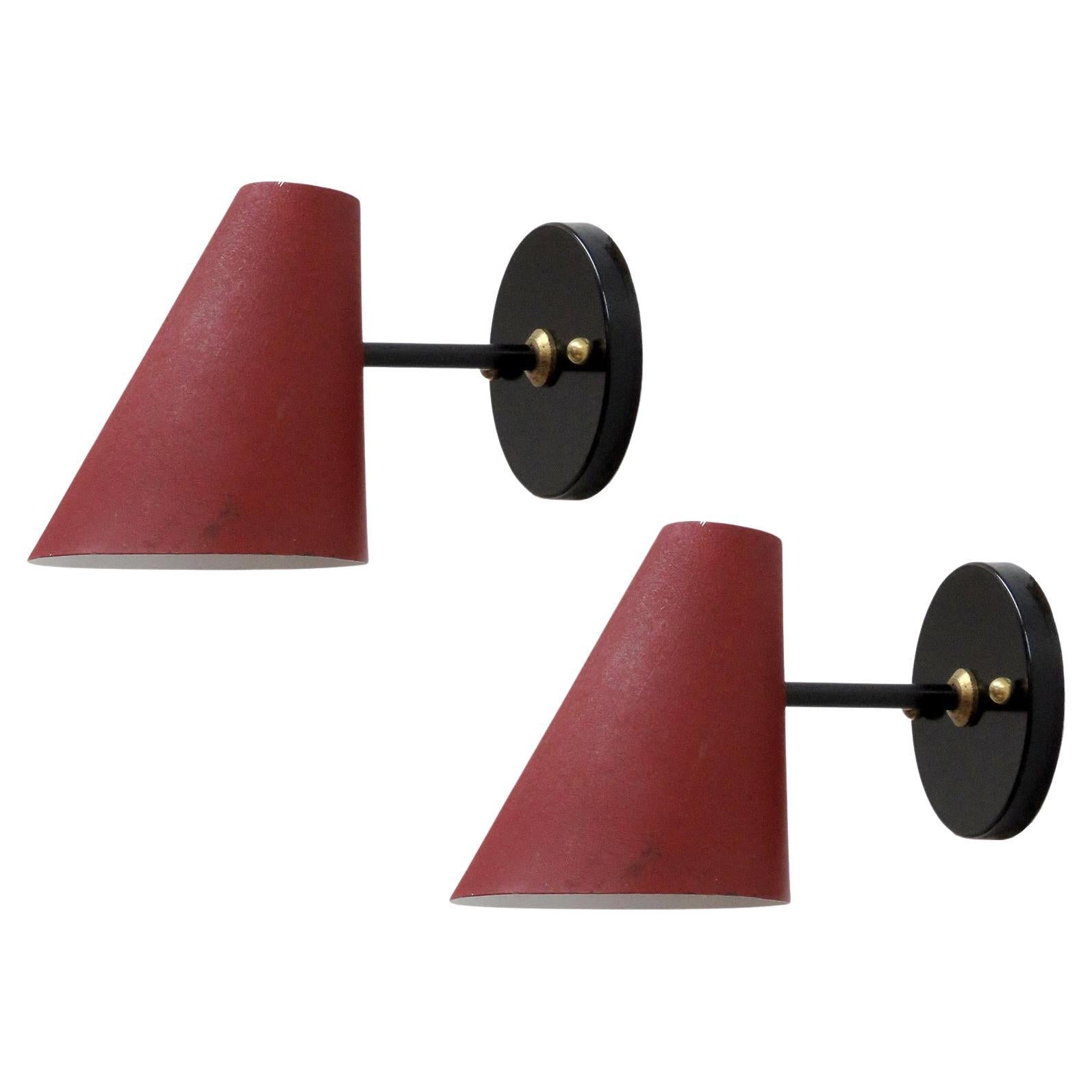 Pair of Jacques Biny Wall Lamps, 1950