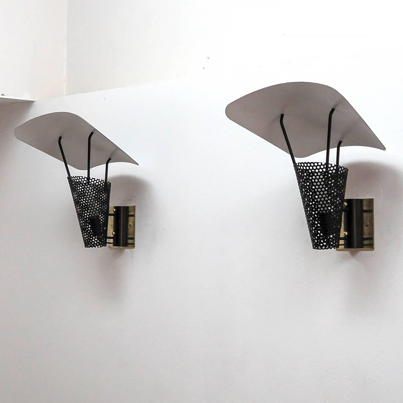 Pair of Jacques Biny Wall Lights, 1950 In Good Condition In Los Angeles, CA