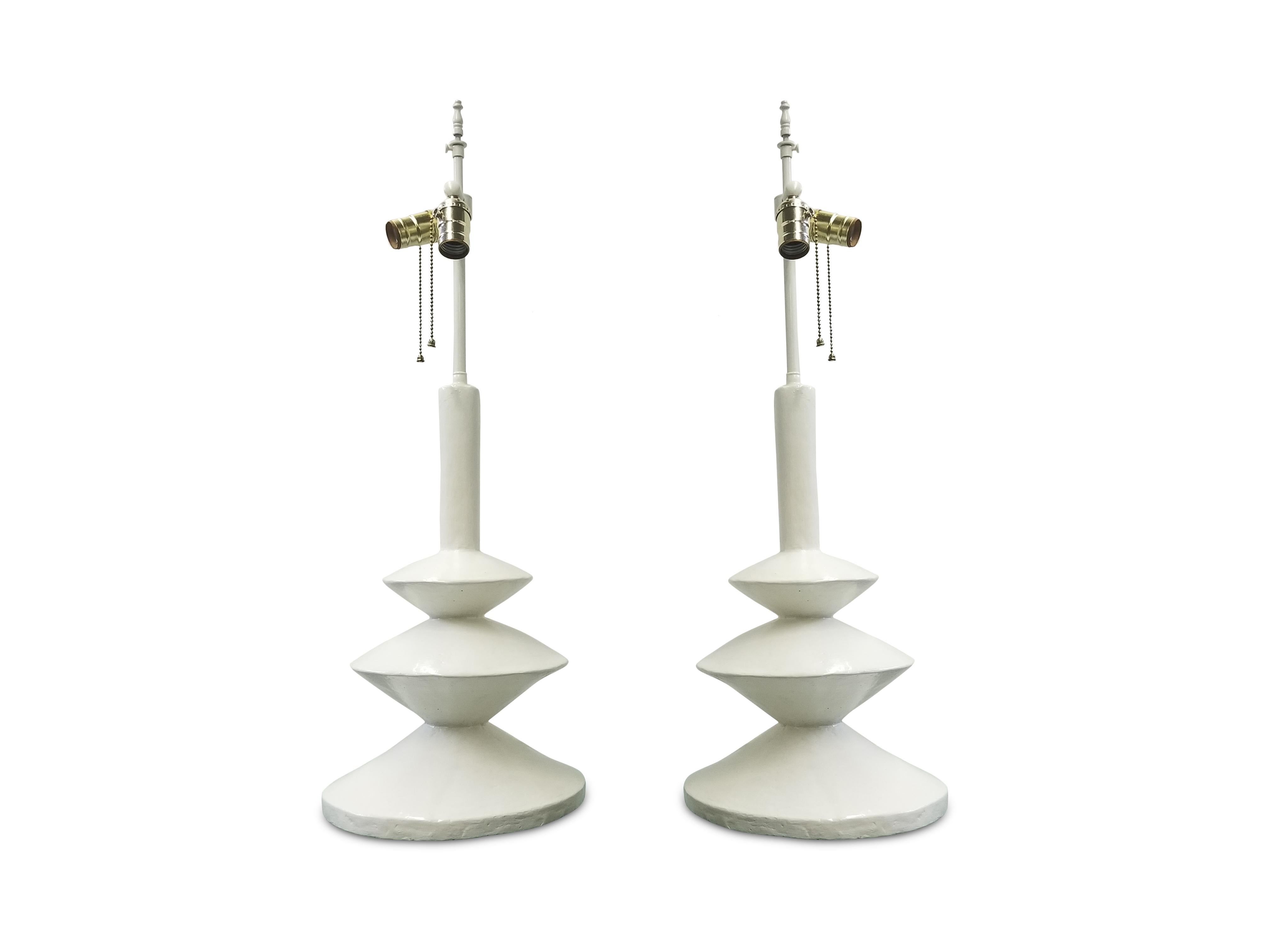 Pair of Jacques Grange for Yves St. Laurent Plaster Lamps 1