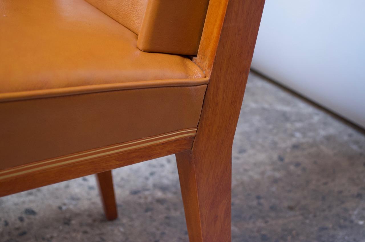 Pair of Jacques Quinet Occasional Chairs in Leather and Mahogany 7