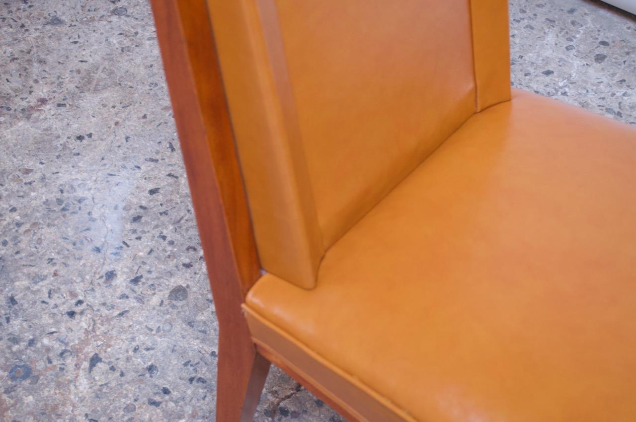 Pair of Jacques Quinet Occasional Chairs in Leather and Mahogany 1