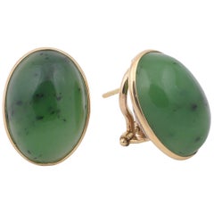 Pair of Jade and Gold Earrings