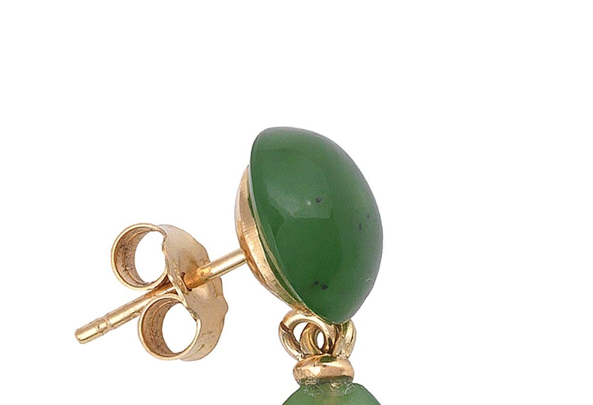 Pair of Jade and Gold Pendant Earrings In Excellent Condition In Firenze, IT