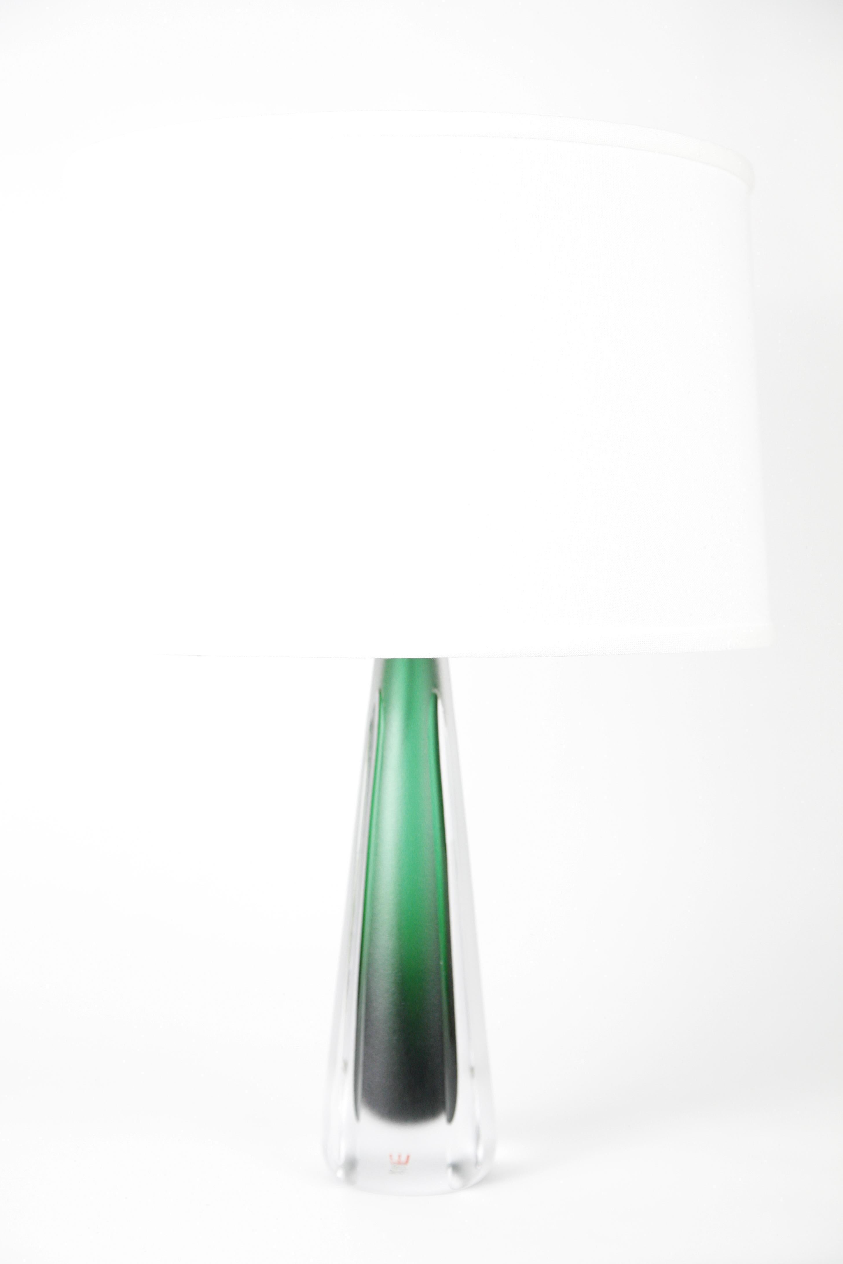 Pair of Jade Green Kosta Lamps, 1970, Sweden For Sale 5