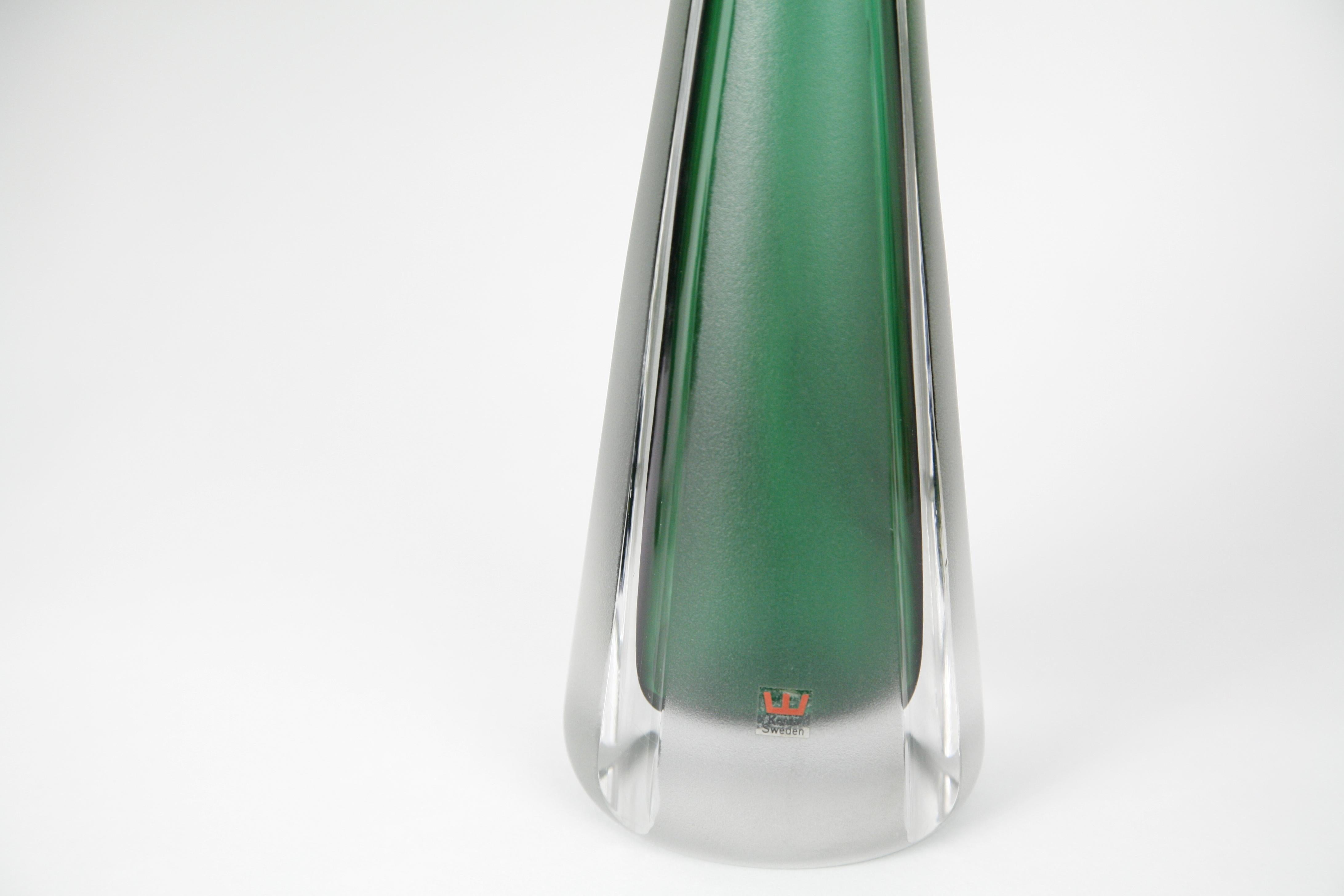 20th Century Pair of Jade Green Kosta Lamps, 1970, Sweden For Sale