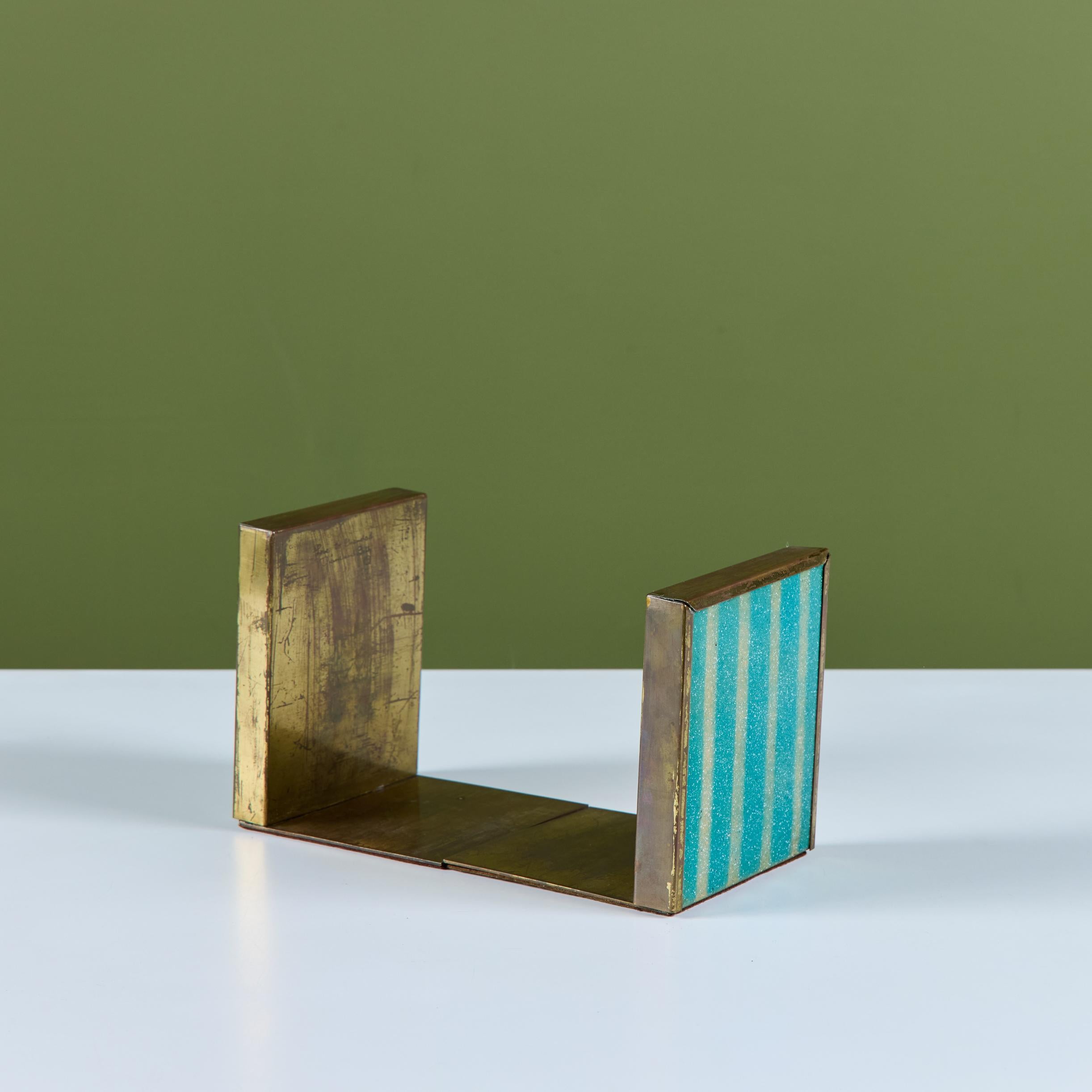 Coppia di fermalibri in giada con smalto turchese Jade Snow Wong in vendita 4