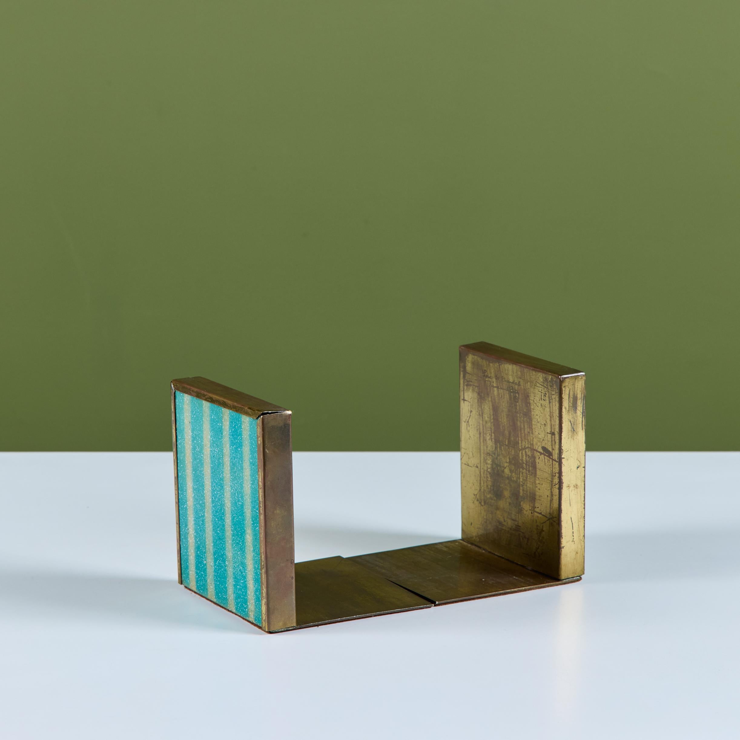 Coppia di fermalibri in giada con smalto turchese Jade Snow Wong in vendita 2