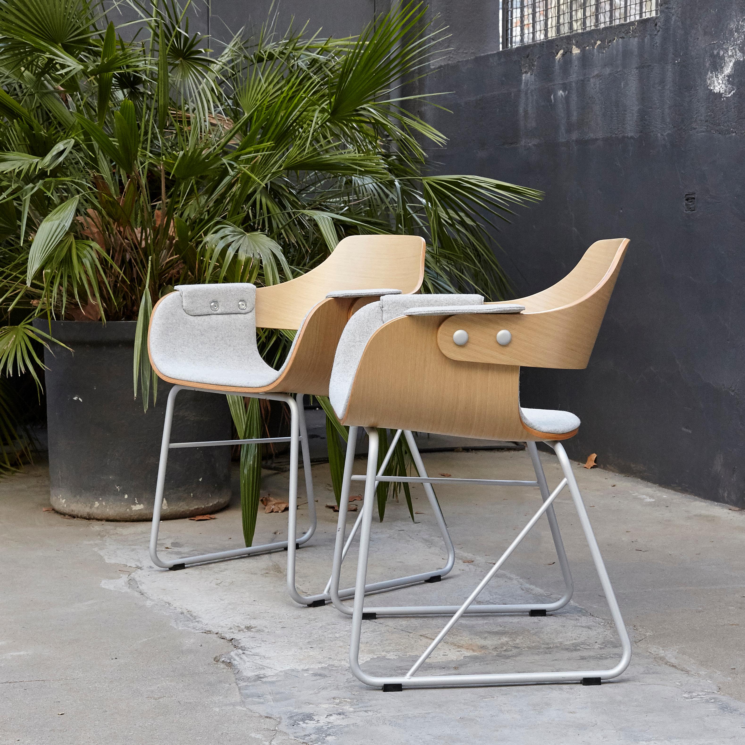 Steel Pair of Jaime Hayon Contemporary Upholstered Wood Chair Showtime by BD Barcelona