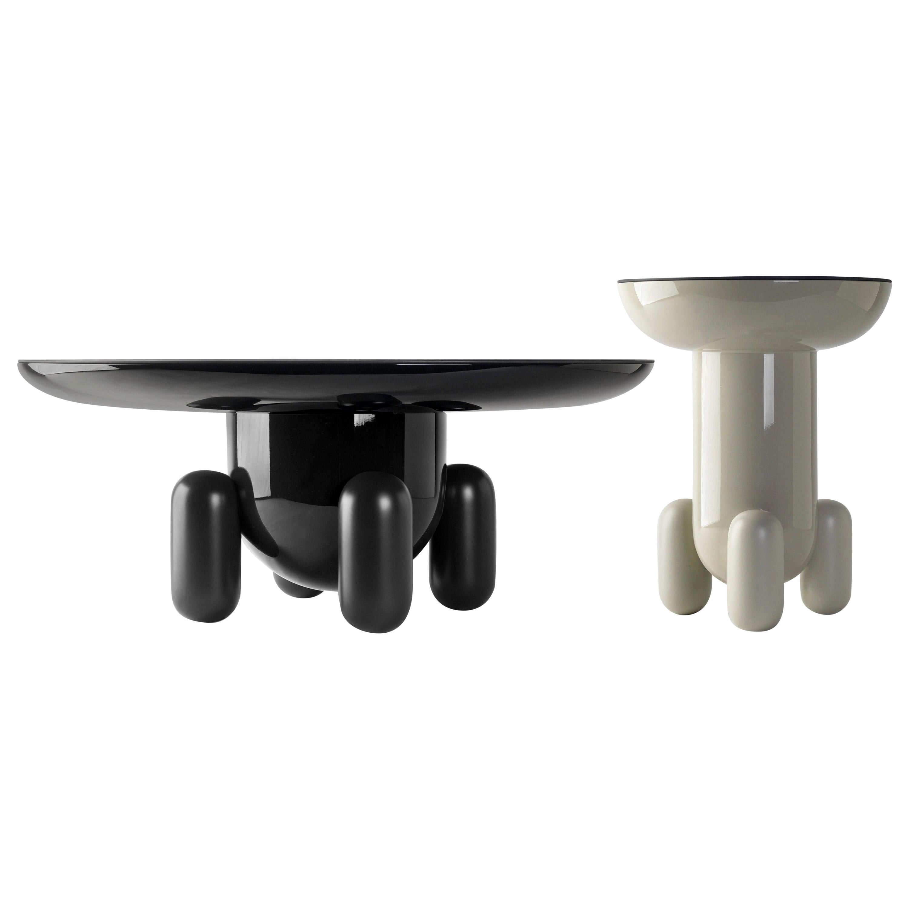 Paire de tables Jaime Hayon Explorer #03 & #01 gris foncé et foncé par BD 