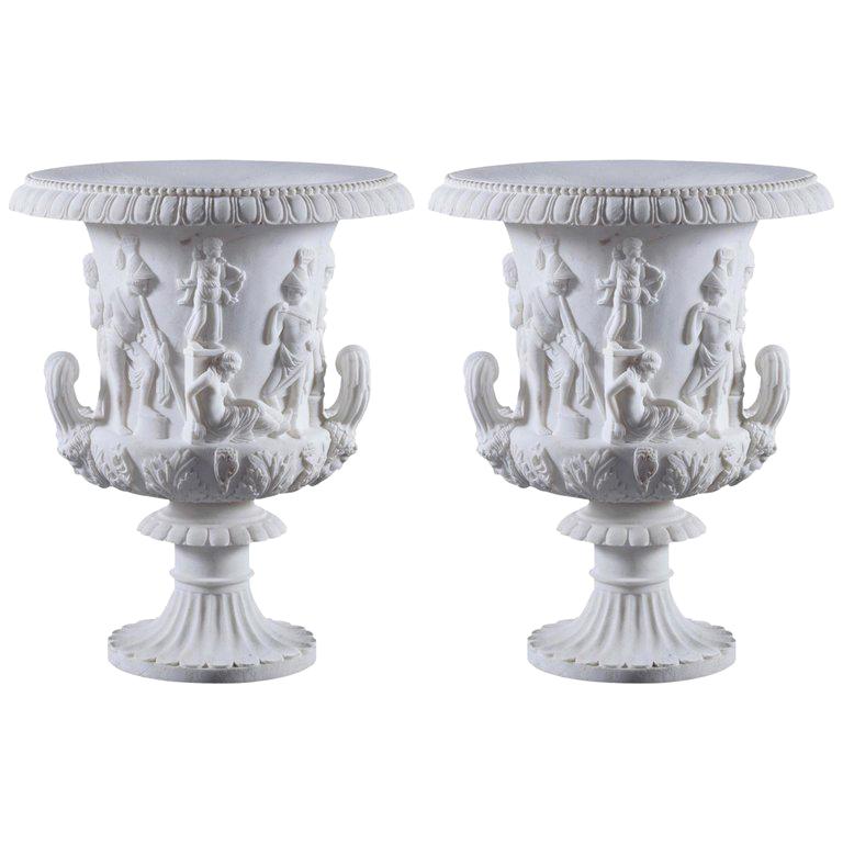 Pair of Jamb Reproduction Medici Urns of Impressive Scale For Sale