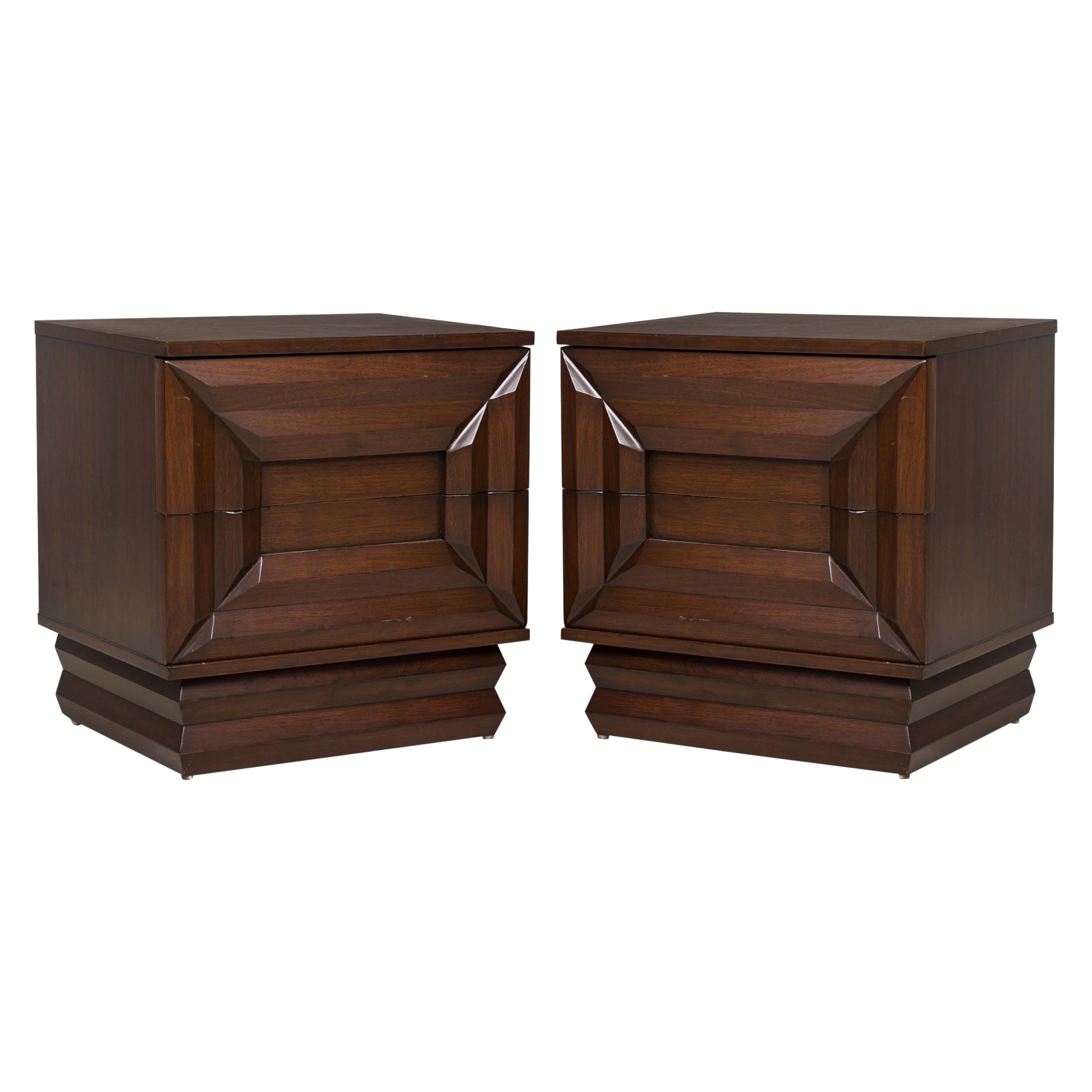 Pair of James Mont American Mid-Century Bedside Tables