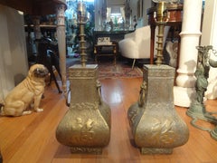 Pair of James Mont Asian Modern Brass Lamps