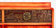 Pair of James Mont Asian Modern Peach Lacquered Dressers