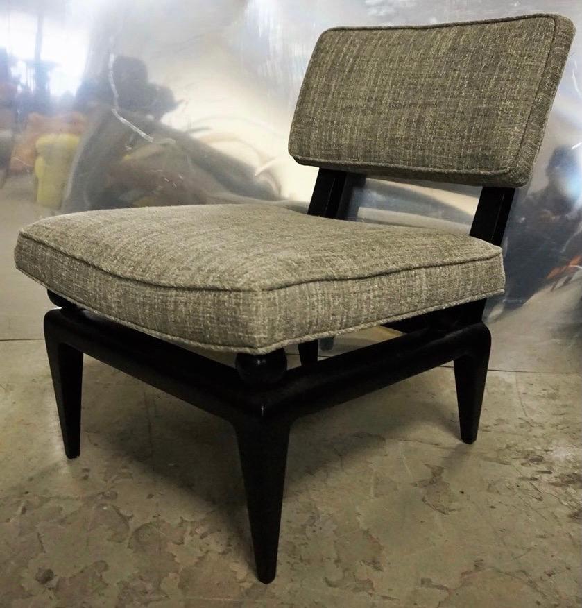 American Pair of James Mont Bench Made Slipper Chairs