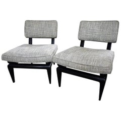 Pair of James Mont Bench Made Slipper Chairs