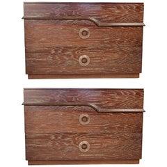 Pair of James Mont Cerused Oak Chest of Drawers, 1940s