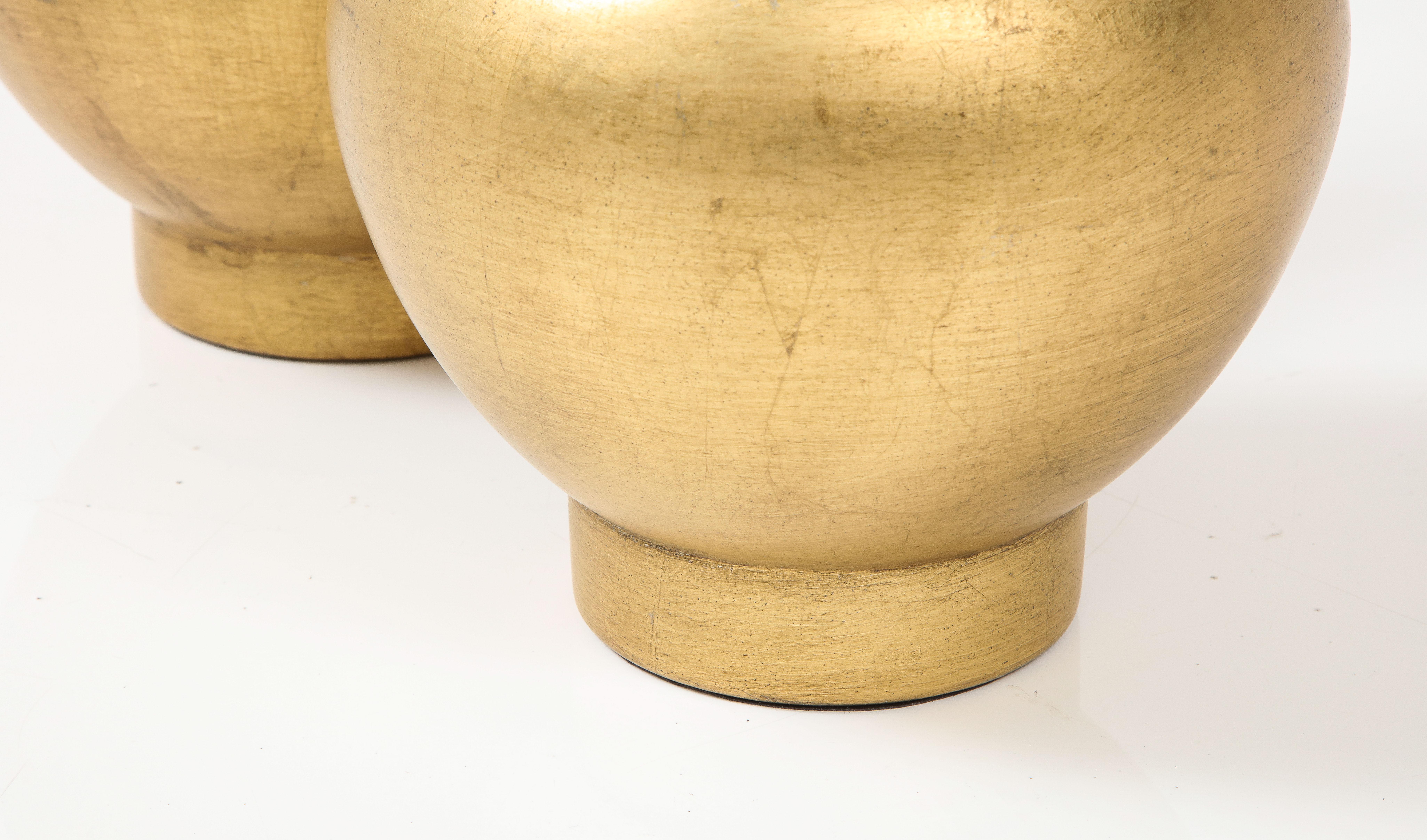 Paar JAMES MONT Design-Lampen aus vergoldetem Leder im Angebot 2