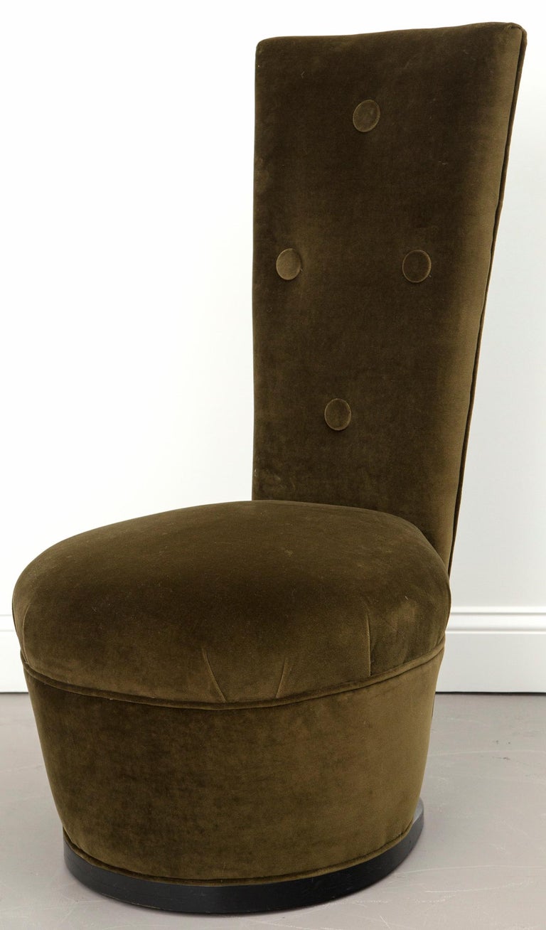 Pair of James Mont Green Velvet Chairs For Sale at 1stDibs