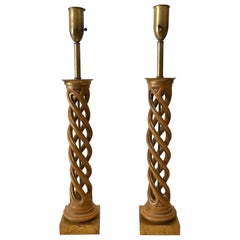 Pair of James Mont Helix Table Lamps