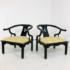 Pair of James Mont Horseshoe Ming Chairs