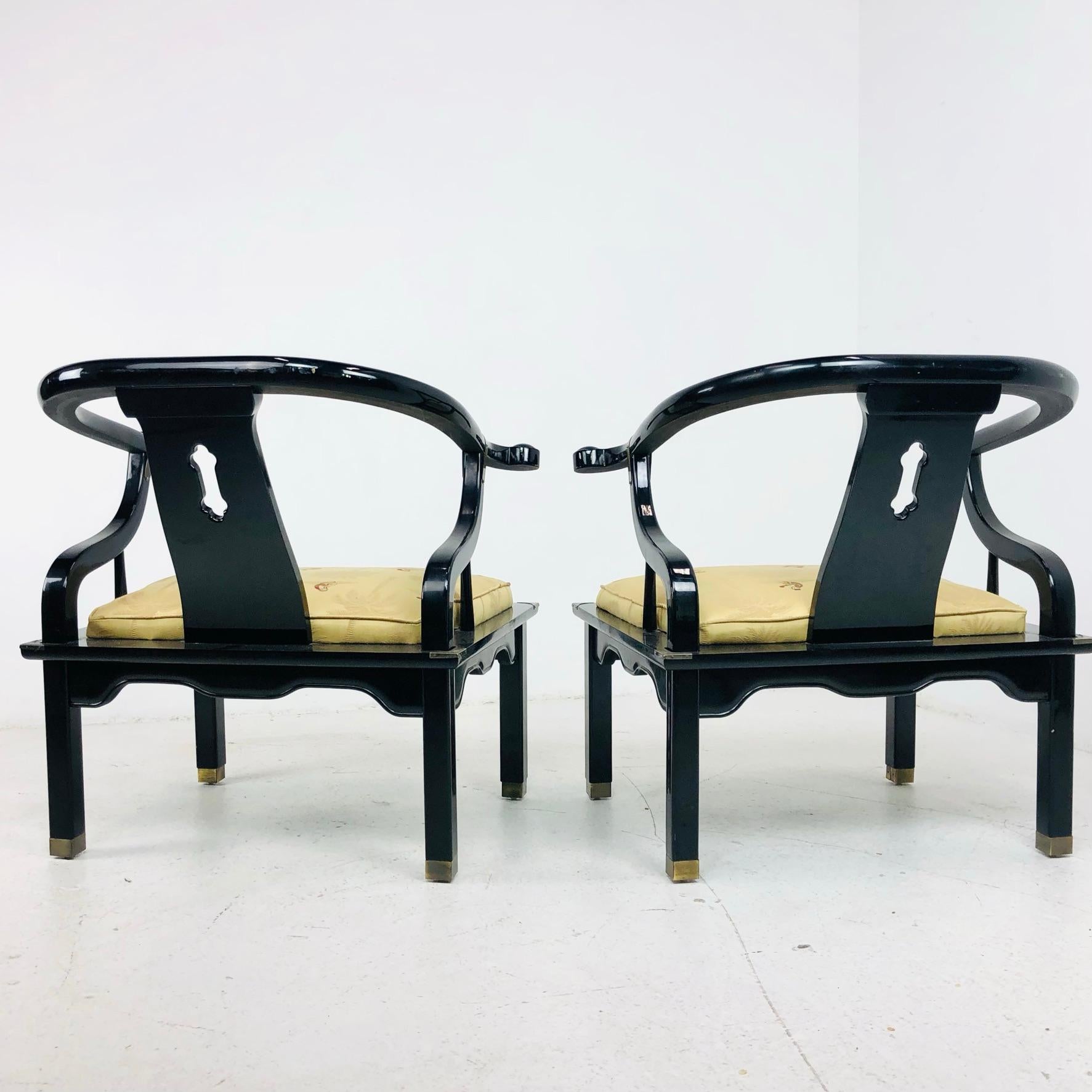 Mid-Century Modern Pair of James Mont Horseshoe Ming Chairs
