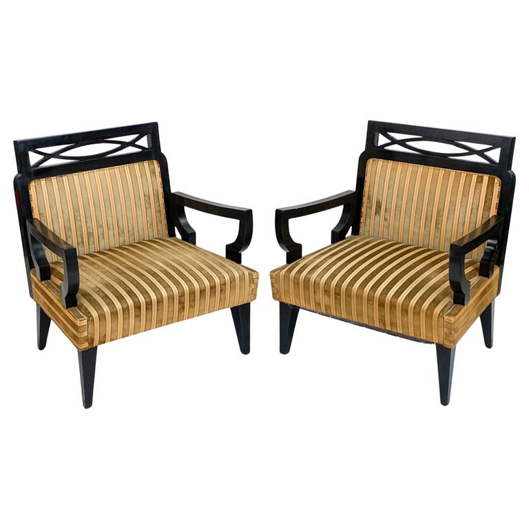 Pair of James Mont Lacquered Lounge Chairs, Circa 1950s For Sale