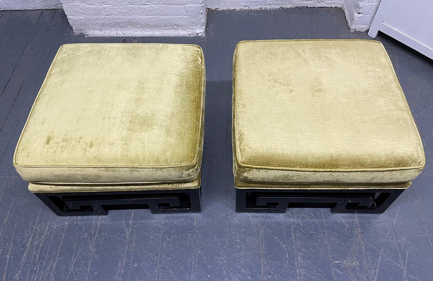 Lacquered Pair of James Mont Style Asian Inspired Benches